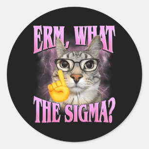Erm What The Sigma_ Funny Humour Cat Meme with Classic Round Sticker