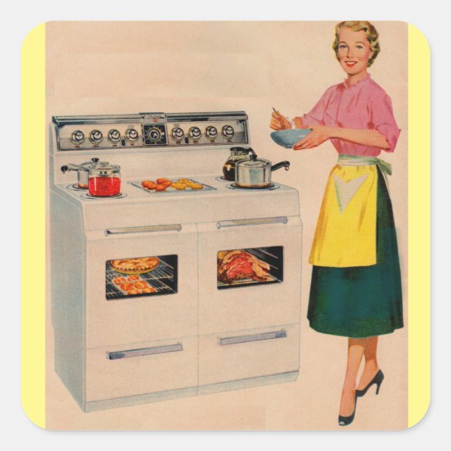 Erma and her double-barrelled oven square sticker (Front)
