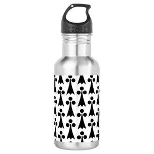 Ermine Pattern, Mediaeval Pattern, Black on White 532 Ml Water Bottle