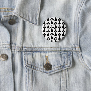 Ermine Pattern, Mediaeval Pattern, Black on White 6 Cm Round Badge