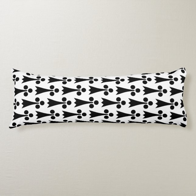 Ermine Pattern, Mediaeval Pattern, Black on White Body Cushion (Front)