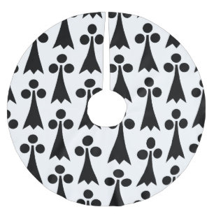 Ermine Pattern, Mediaeval Pattern, Black on White Brushed Polyester Tree Skirt