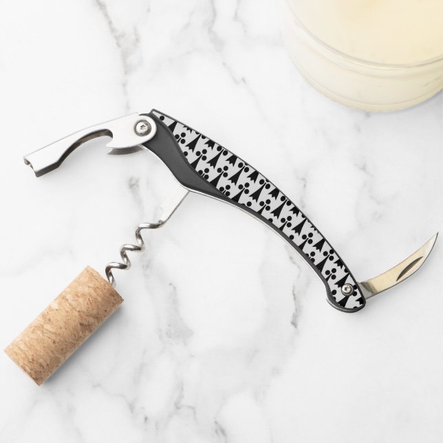 Ermine Pattern, Mediaeval Pattern, Black on White Corkscrew (Front)