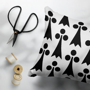 Ermine Pattern, Mediaeval Pattern, Black on White Decorative Cushion