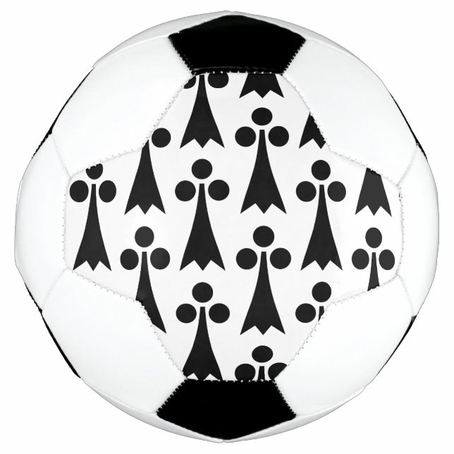 Ermine Pattern, Mediaeval Pattern, Black on White Football (Front)