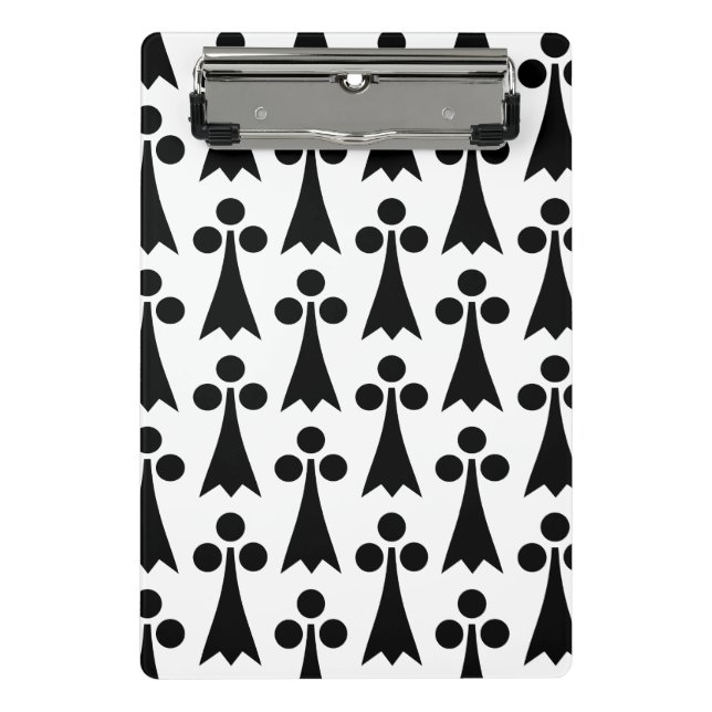 Ermine Pattern, Mediaeval Pattern, Black on White Mini Clipboard (Front)
