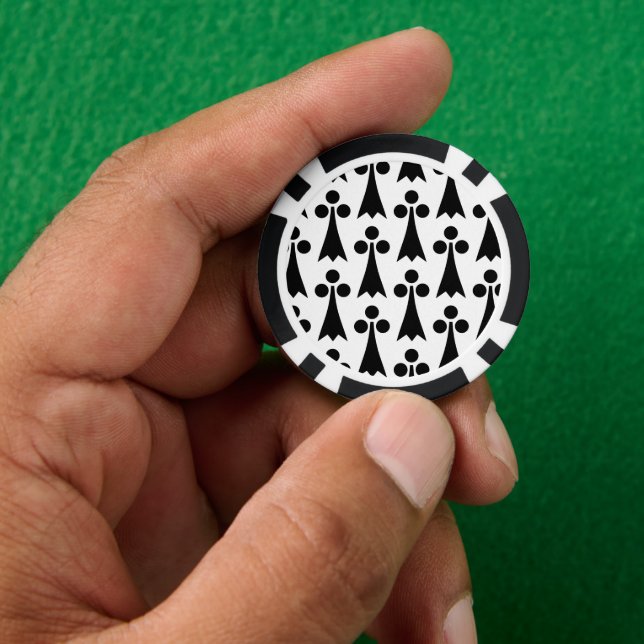 Ermine Pattern, Mediaeval Pattern, Black on White Poker Chips (Hand)