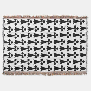 Ermine Pattern, Mediaeval Pattern, Black on White Throw Blanket