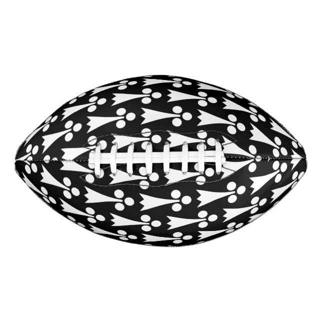 Ermine Pattern, Mediaeval Pattern, White on Black American Football (Front)