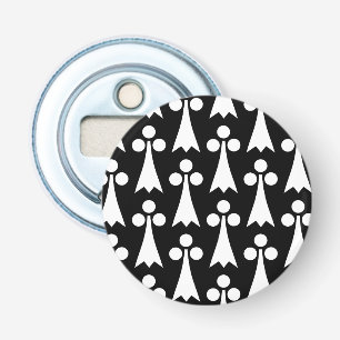 Ermine Pattern, Mediaeval Pattern, White on Black Bottle Opener