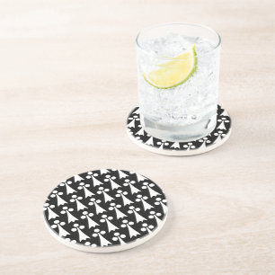 Ermine Pattern, Mediaeval Pattern, White on Black Coaster