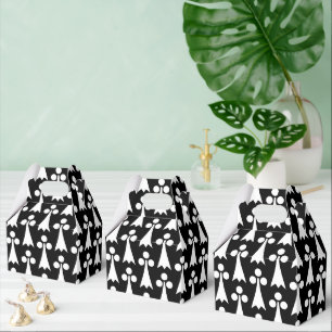 Ermine Pattern, Mediaeval Pattern, White on Black Favour Box