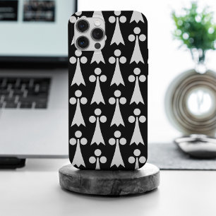 Ermine Pattern, Mediaeval Pattern, White on Black iPhone 15 Pro Max Case