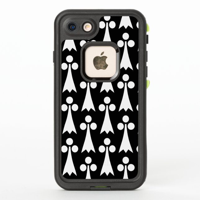 Ermine Pattern, Mediaeval Pattern, White on Black LifeProof iPhone Case (Back)