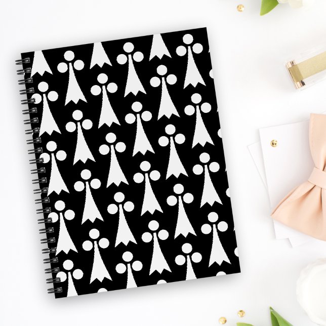 Ermine Pattern, Mediaeval Pattern, White on Black Notebook (Creator Uploaded)