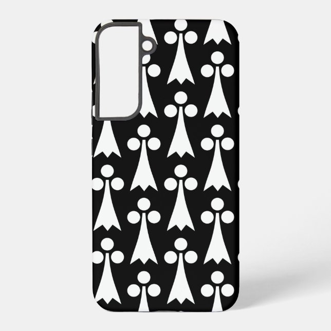 Ermine Pattern, Mediaeval Pattern, White on Black Samsung Galaxy S22+ Case (Back)