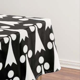 Ermine Pattern, Mediaeval Pattern, White on Black Tablecloth