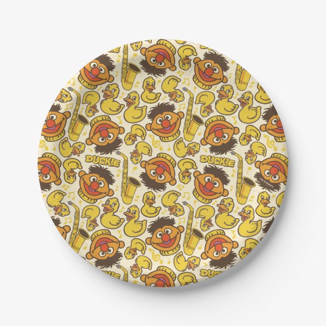 Ernie and Rubber Duckie Pattern Paper Plate (Front)
