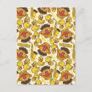 Ernie and Rubber Duckie Pattern Postcard