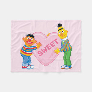 Ernie & Bert Big Valentine's Heart Fleece Blanket