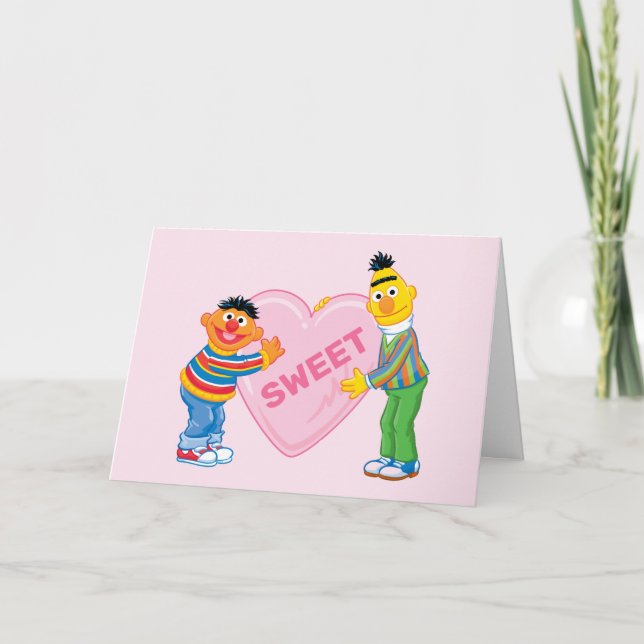 Ernie & Bert Big Valentine's Heart Holiday Card (Front)
