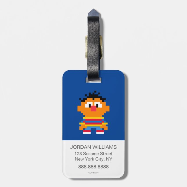 Ernie Pixel Art Luggage Tag (Back Vertical)