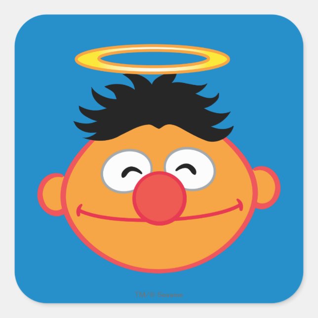 Ernie Smiling Face with Halo Square Sticker (Front)