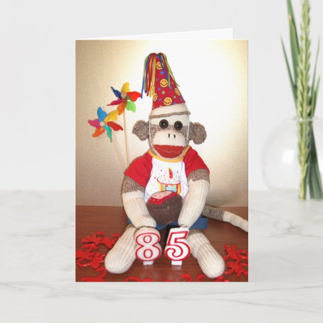 Ernie the Sock Monkey 85th Birthday Card (Front)