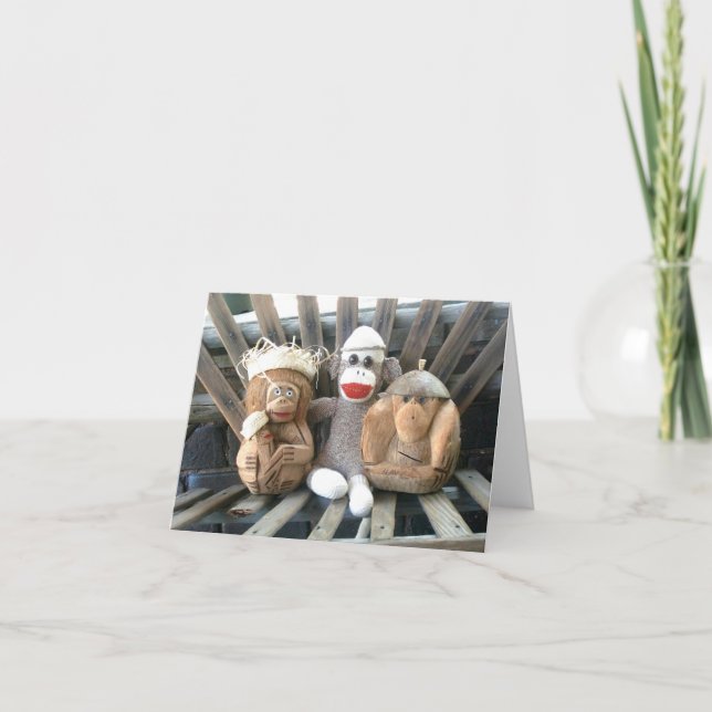 Ernie the Sock Monkey and Friends Note Card (Front)