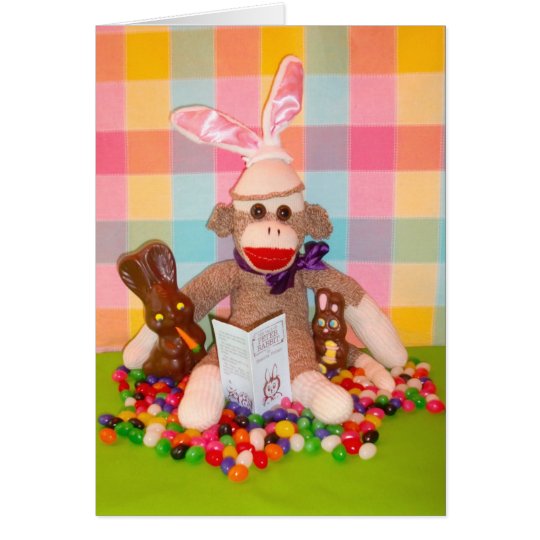 Ernie the Sock Monkey Choco Bunnies Easter Card
