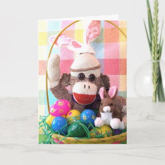 Ernie the Sock Monkey Easter Basket Card