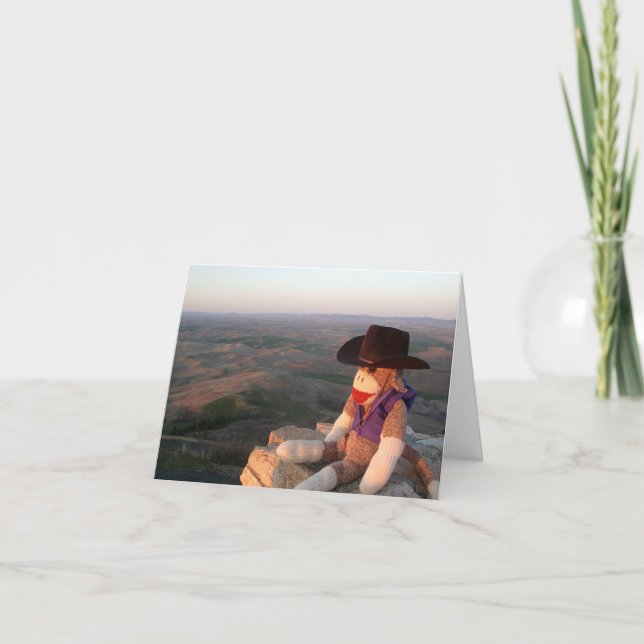 Ernie the Sock Monkey Palouse Washington Notecard (Front)