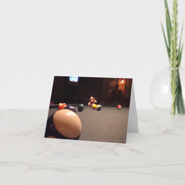 Ernie the Sock Monkey Pool Hall Note Card (Front)