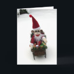 Ernie the Sock Monkey Santa Christmas Card<br><div class="desc">Ernie the Sock Monkey looks so very much like Santa...  could this really BE Santa with his sleigh and toys? Hmmmmm... .. Please visit Ernie the Sock Monkey at  www.ErnieTheSockMonkey.com www.facebook.com/ErnieTheSockMonkeysAdventures www.zazzle.com/ErnieTheSockMonkey*</div>