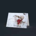 Ernie the Sock Monkey Snowman Holiday Card<br><div class="desc">Ernie the Sock Monkey loves to spend the day making snowmonkeys! How about you? Please visit Ernie the Sock Monkey at  www.ErnieTheSockMonkey.com www.facebook.com/ErnieTheSockMonkeysAdventures www.zazzle.com/ErnieTheSockMonkey*</div>