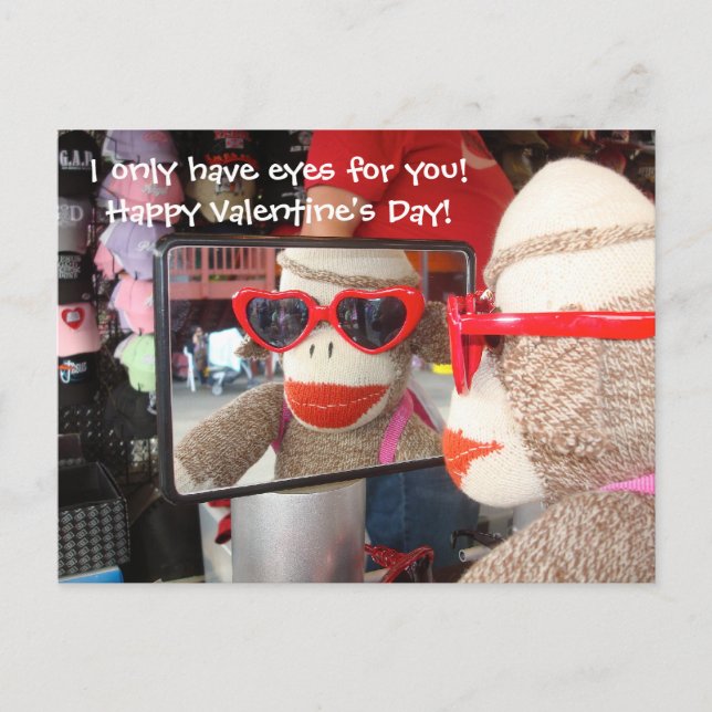 Ernie the Sock Monkey Valentine Postcard (Front)