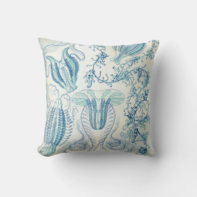 Ernst Haeckel Ctenophorae Jellyfish Cushion (Front)