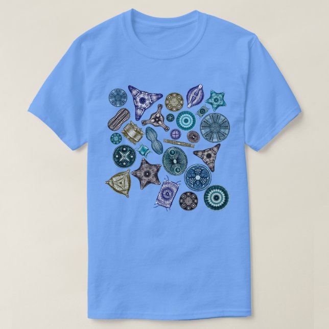 Ernst Haeckel Diatoms Tossed in Sea Hues T-Shirt (Design Front)