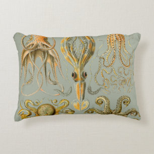 Ernst Haeckel Gamochonia Print Octopus & Squid Art Decorative Cushion