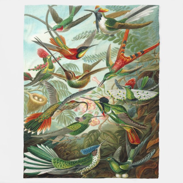 Ernst Haeckel Hummingbirds Fleece Blanket (Front)