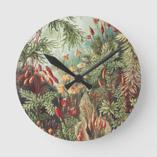 Ernst Haeckel Moss Nature Print Dark Academia Round Clock
