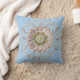 Ernst Haeckel Nautical Pink Jellyfish Medusa Cushion