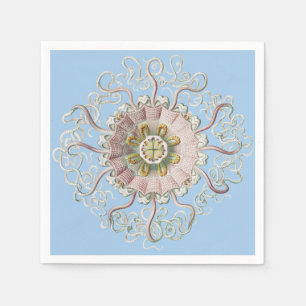Ernst Haeckel Nautical Pink Jellyfish Medusa Napkin