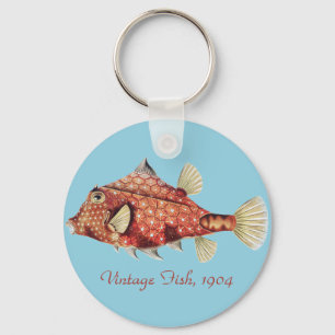 Ernst Haeckel Nautical Red Boxfish Sea Life Key Ring