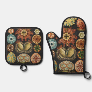 Ernst Haeckel Nautical Sea Life Art Collage Oven Mitt & Pot Holder Set