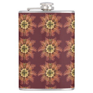 Ernst Haeckel Nautical Tunicate Red Sea Life Art Hip Flask