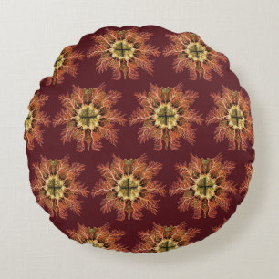 Ernst Haeckel Nautical Tunicate Red Sea Life Art Round Cushion