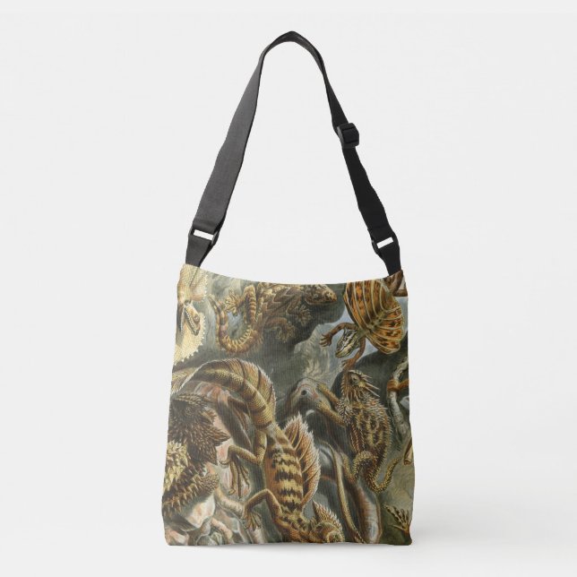 Ernst Haeckel old fashion illustration Lacertilia Crossbody Bag (Front)
