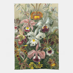 Ernst Haeckel Orchids, Vintage Rainforest Flowers Tea Towel