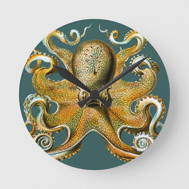 Ernst Haeckel’s Octopus Round Clock (Front)